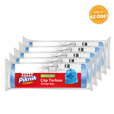 Piknik Standart Çöp Torbası Battal Boy 10'lu 5'li - 1